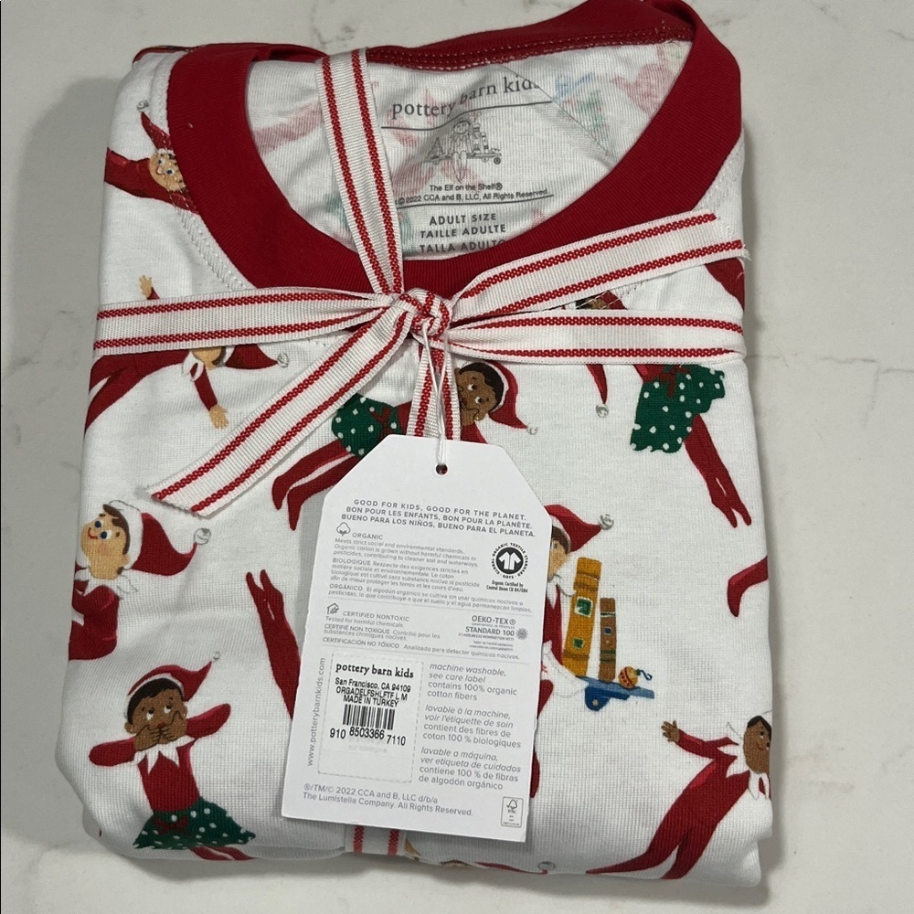 Pottery Barn Elf on the Shelf Adult Size 2 Piece Pajamas Sz Large - Picture 7 of 7
